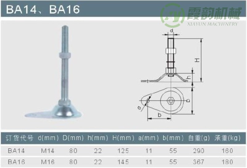 BA-14/BA-16型可調杯腳